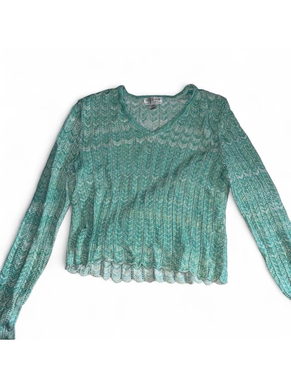 Teal V-Neck Lightweight Knit Sweater